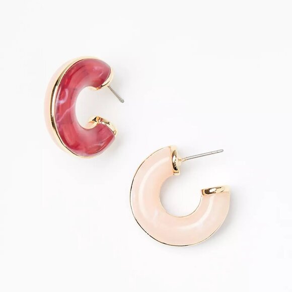 NWT Loft Two Tone Resin Hoop Earrings - Picture 1 of 3